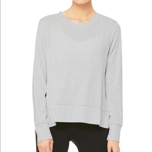 ALO Yoga Tops - ALO Yoga Glimpse Hthr Gray Slit Side Sweatshirt S